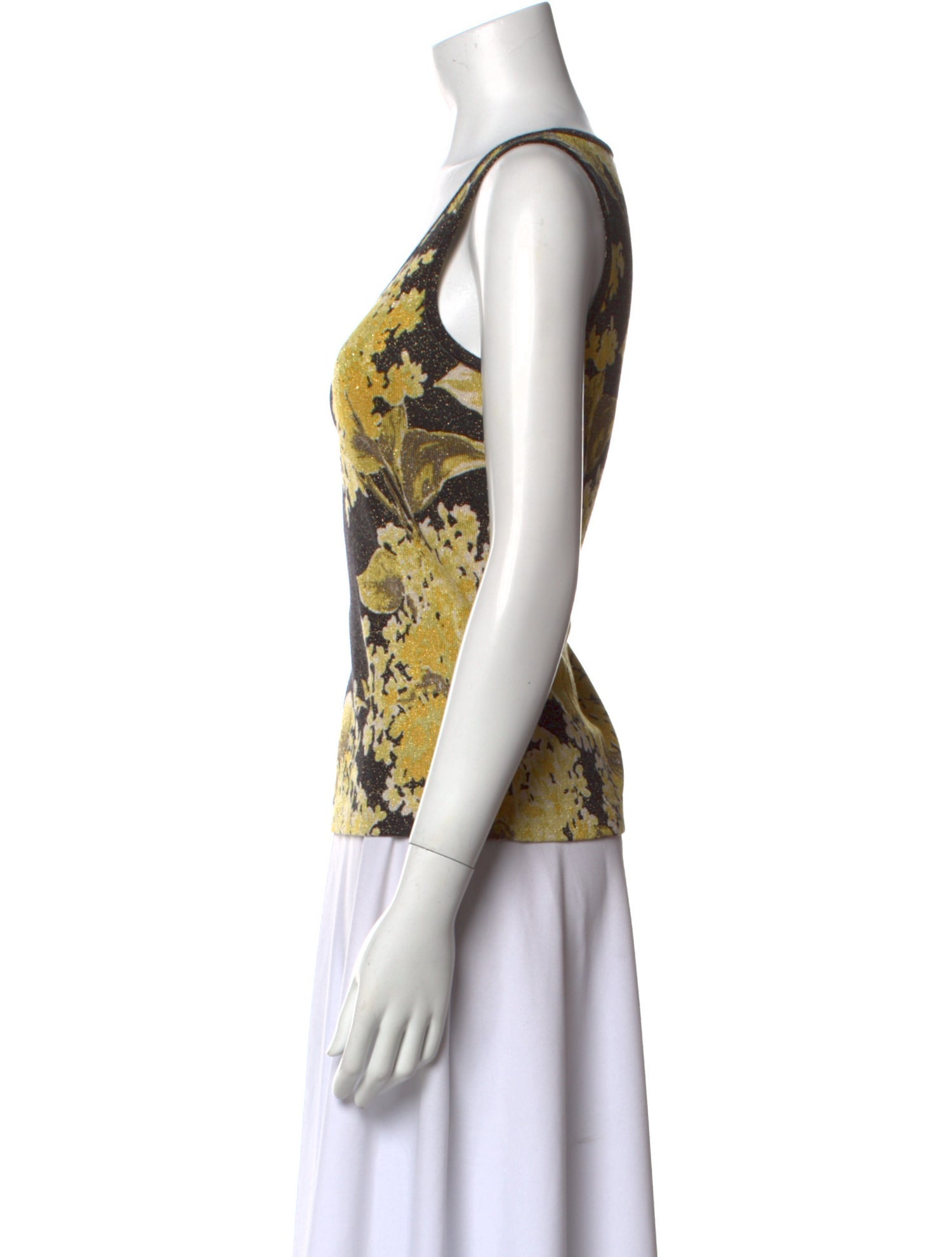 St. John Printed Scoop Neck Top