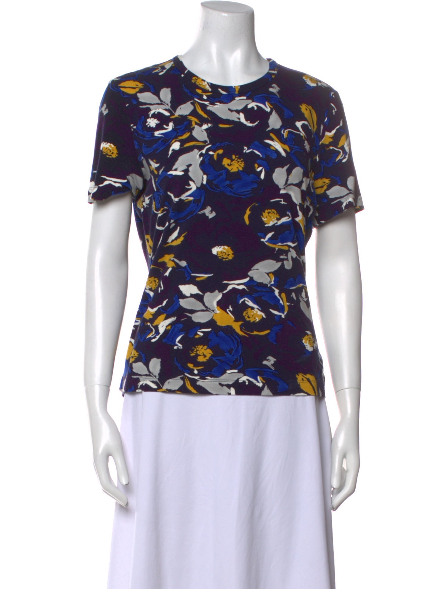 St. John Floral Print Crew Neck T-Shirt