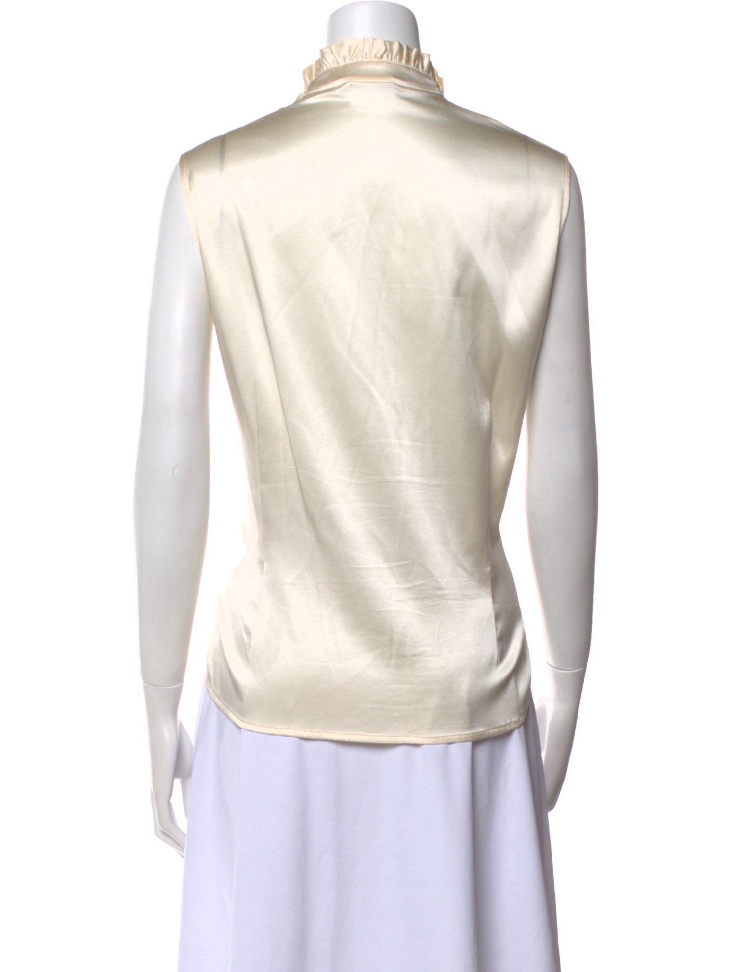 St. John Silk V-Neck Button-Up Top