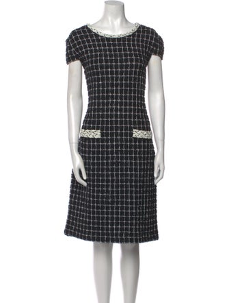 St. John Plaid Print Knee-Length Dress