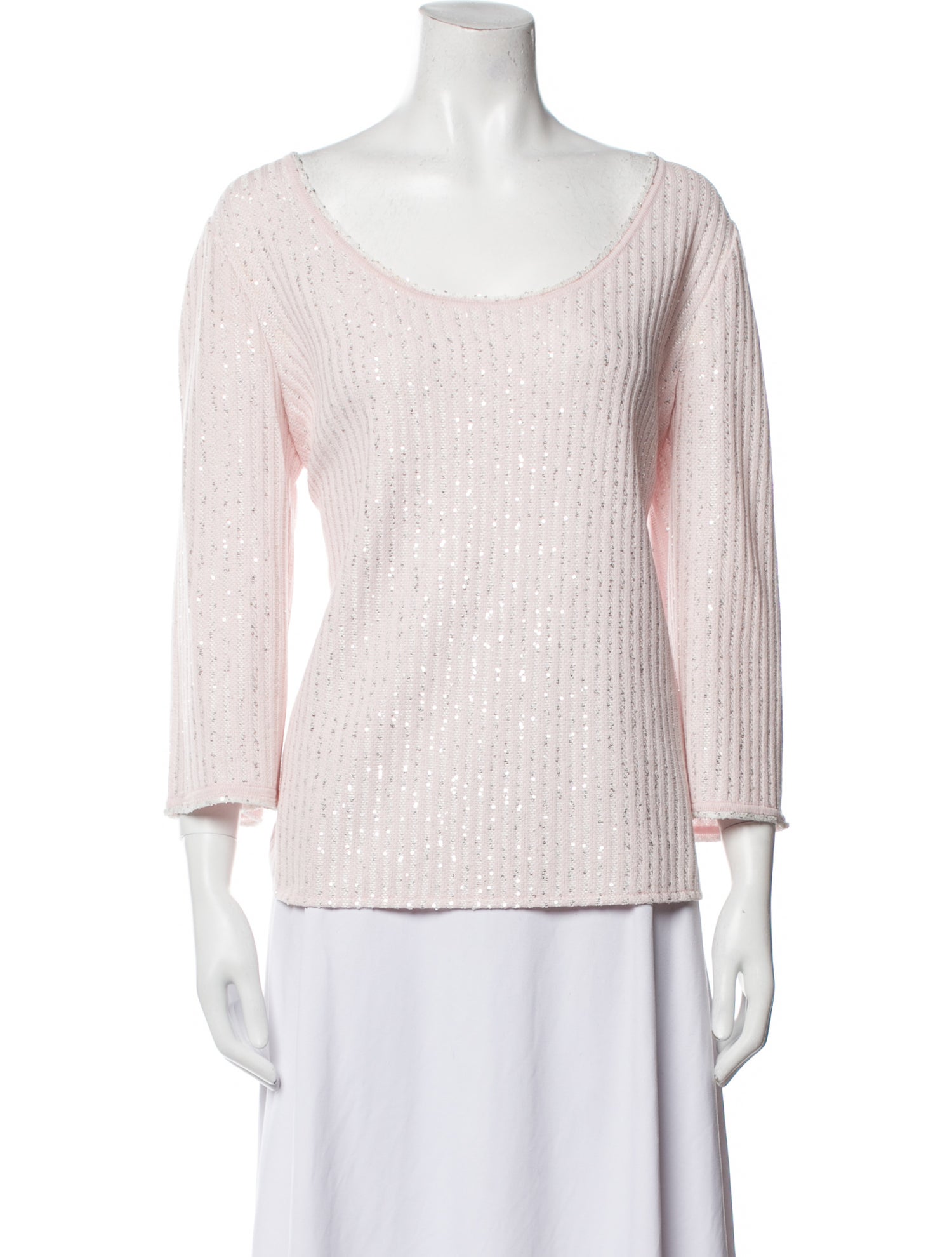 St. John Scoop Neck Three-Quarter Sleeve Top