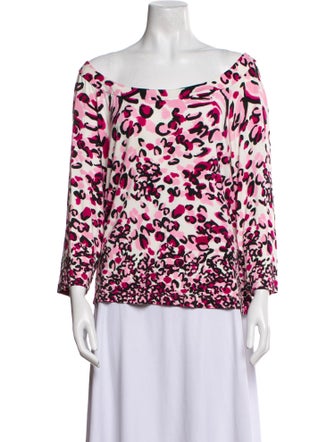 St. John Floral Print Scoop Neck Blouse