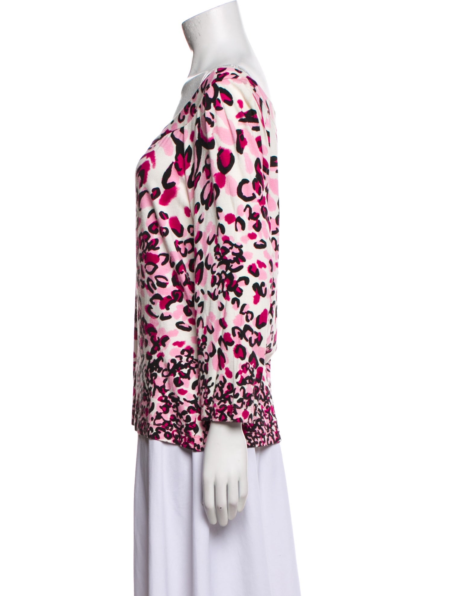 St. John Floral Print Scoop Neck Blouse