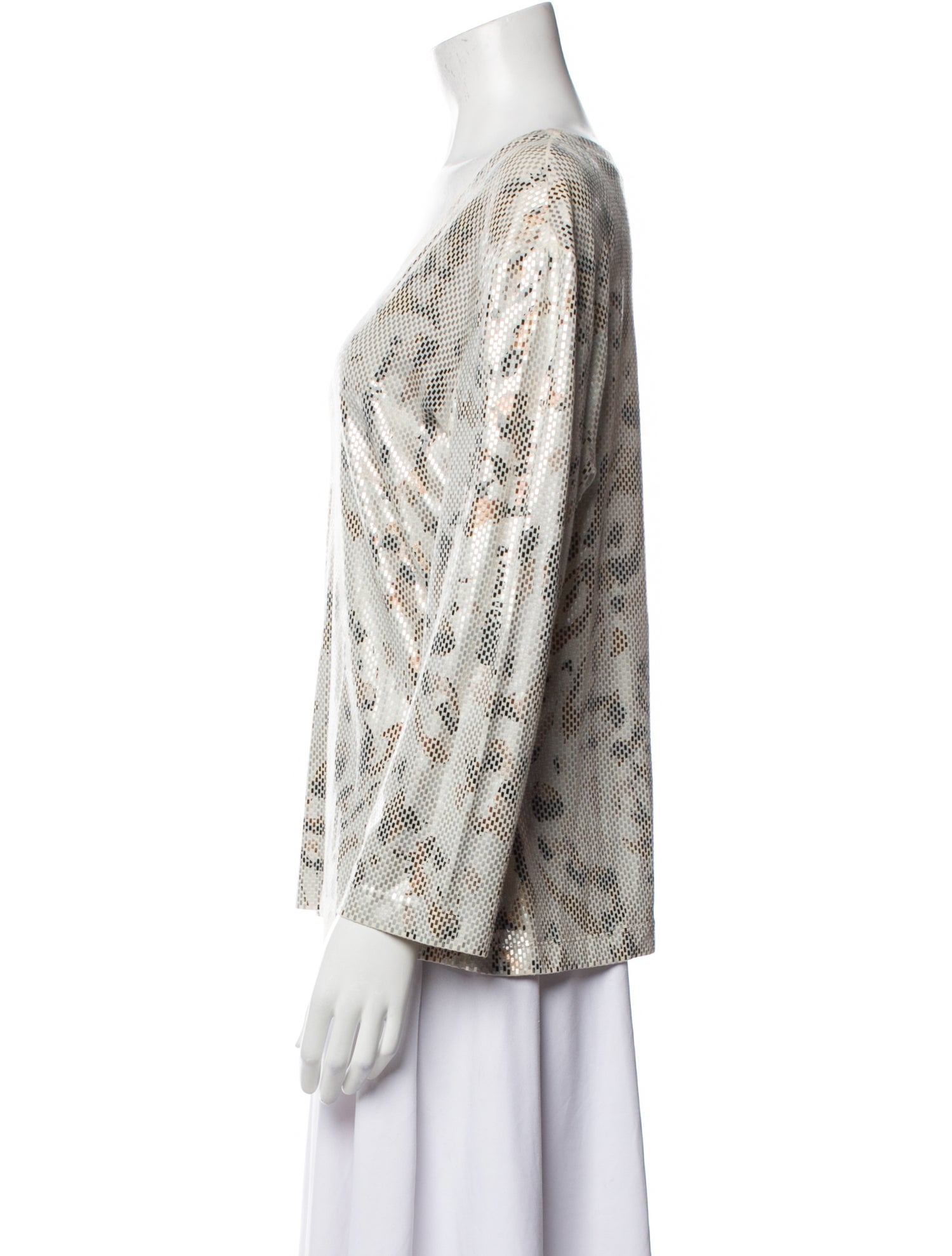 St. John Printed V-Neck Blouse