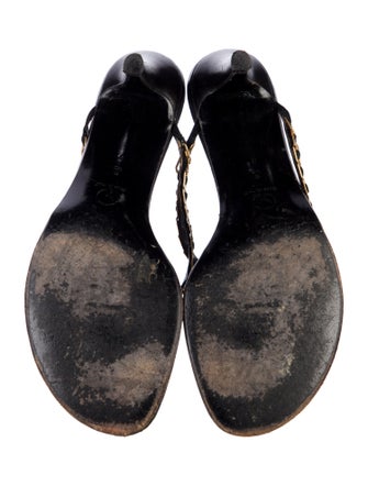 St. John Leather Chain-Link Accents Slides