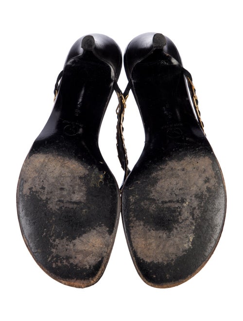 St. John Leather Chain-Link Accents Slides