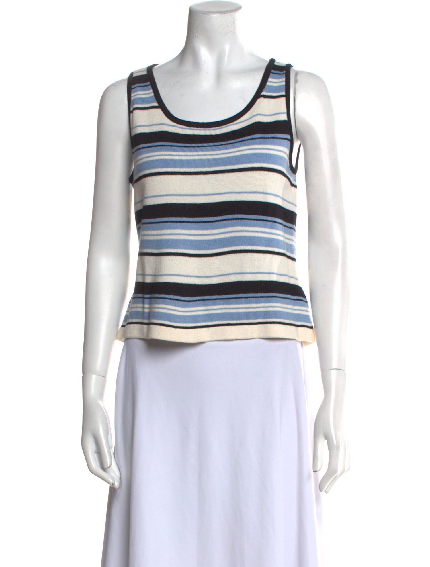 St. John Striped Scoop Neck Top
