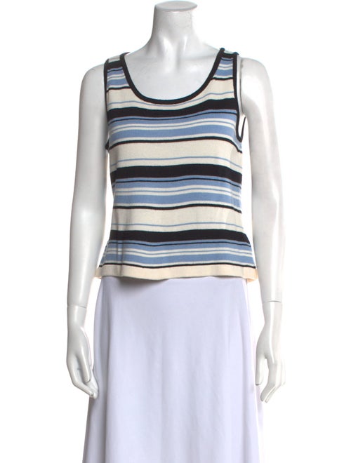 St. John Striped Scoop Neck Top
