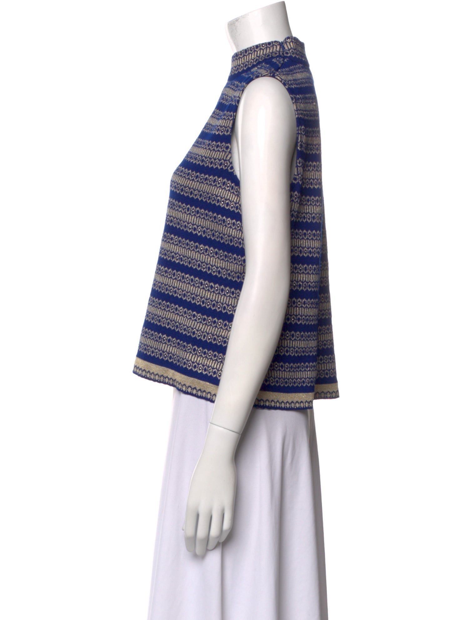 St. John Striped Mock Neck Crop Top