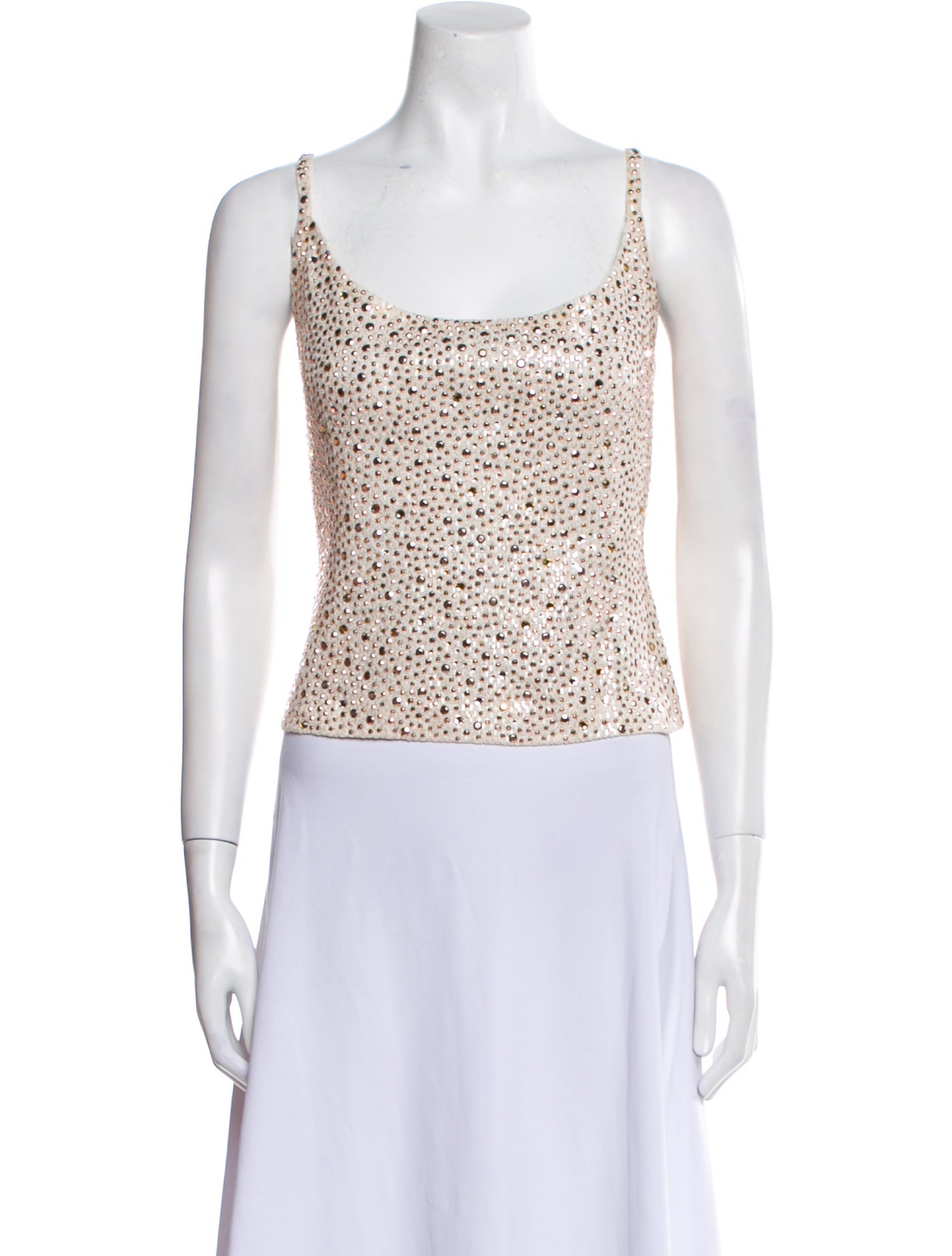 St. John Polka Dot Print Scoop Neck Crop Top