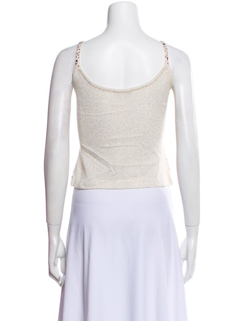 St. John Polka Dot Print Scoop Neck Crop Top