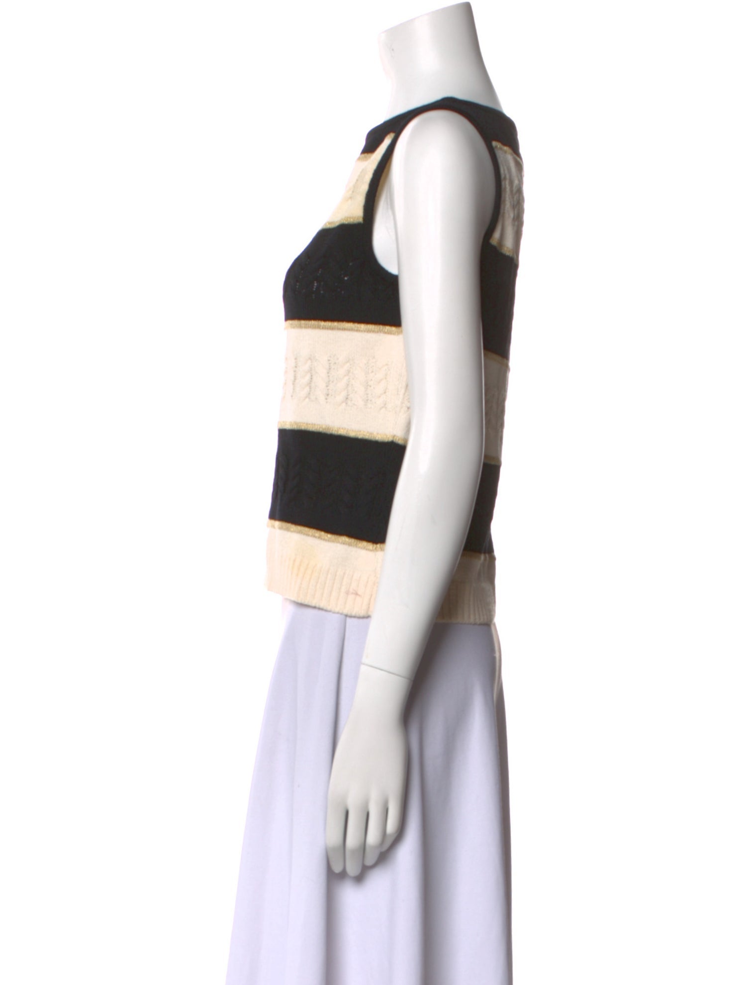 St. John Striped Bateau Neckline Crop Top