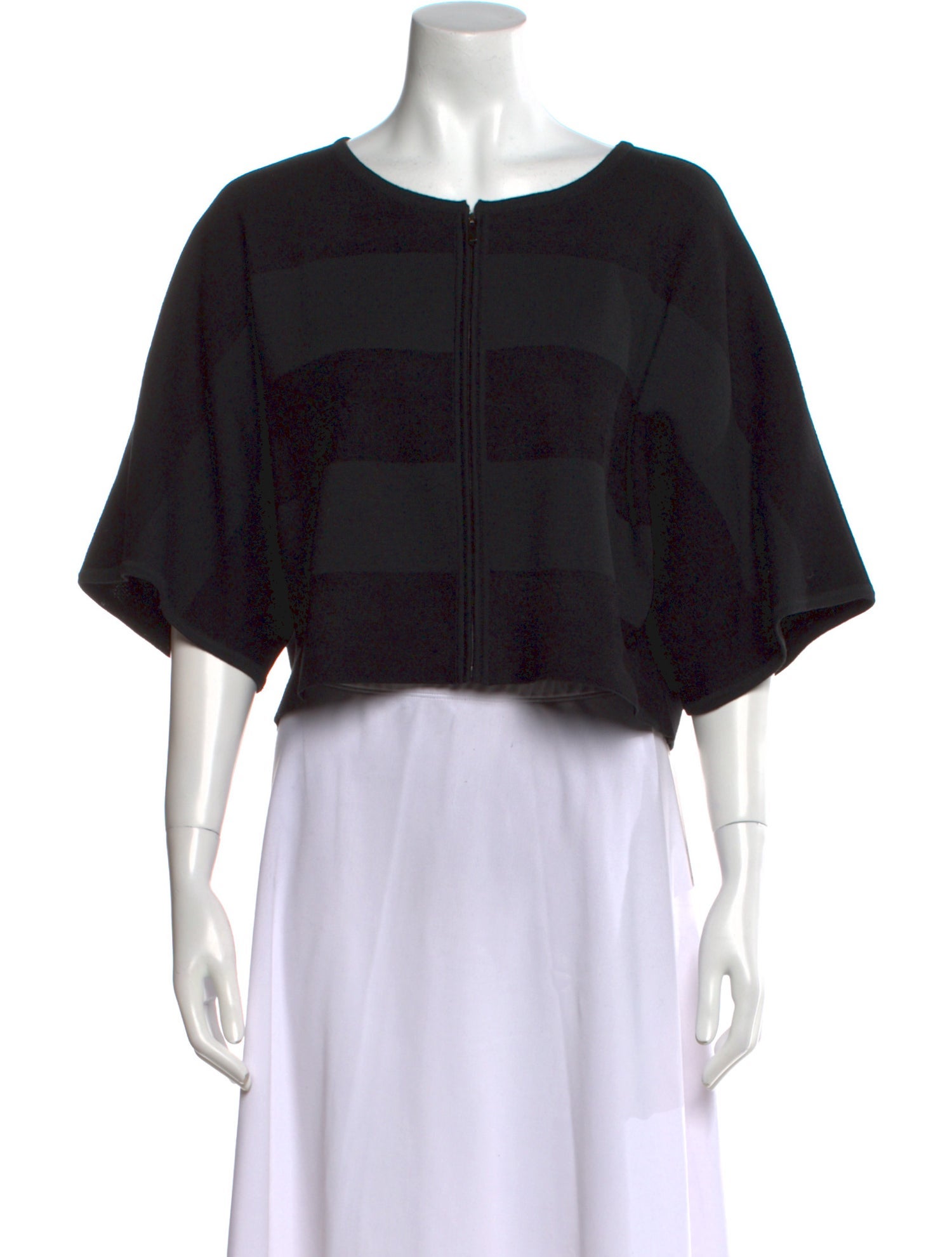 St. John Bateau Neckline Short Sleeve Crop Top