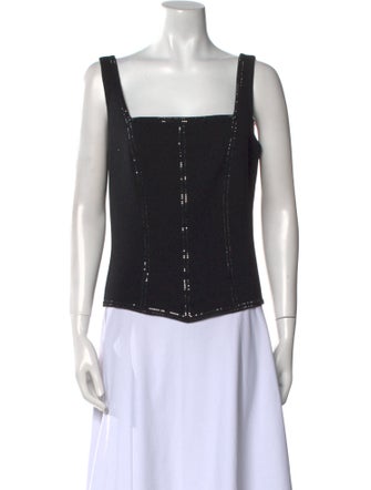 St. John Wool Square Neckline Top