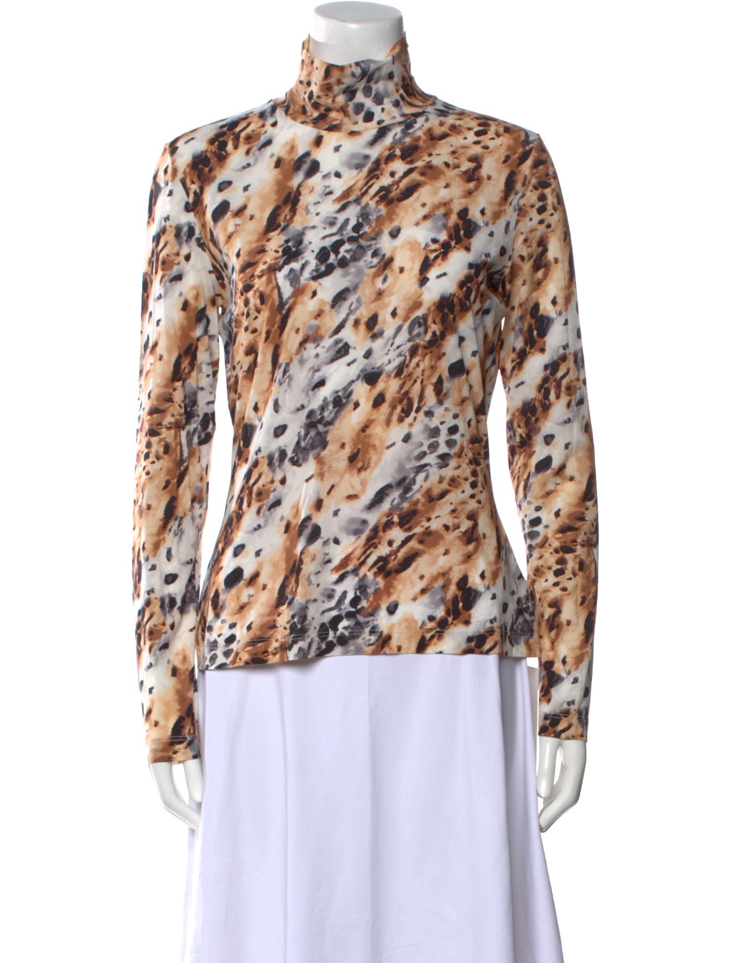 St. John Animal Print Turtleneck Blouse