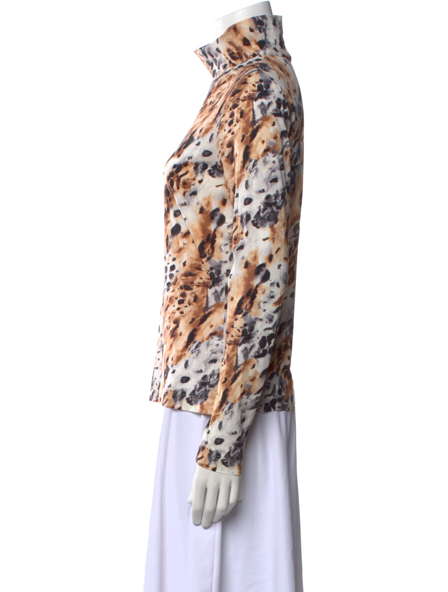 St. John Animal Print Turtleneck Blouse