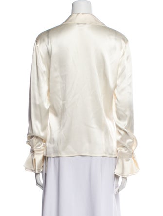 St. John Silk Long Sleeve Button-Up Top