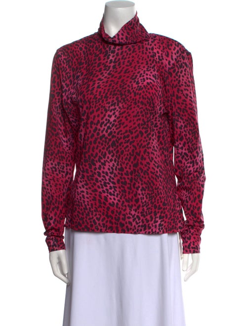 St. John Printed Mock Neck Blouse