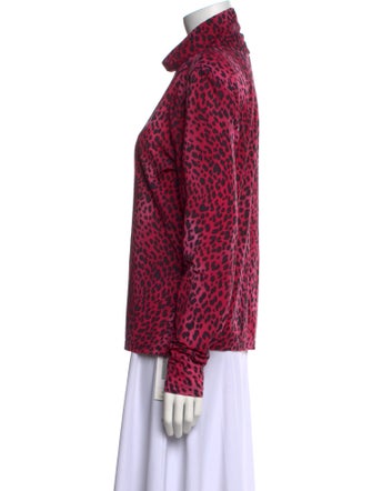 St. John Printed Mock Neck Blouse