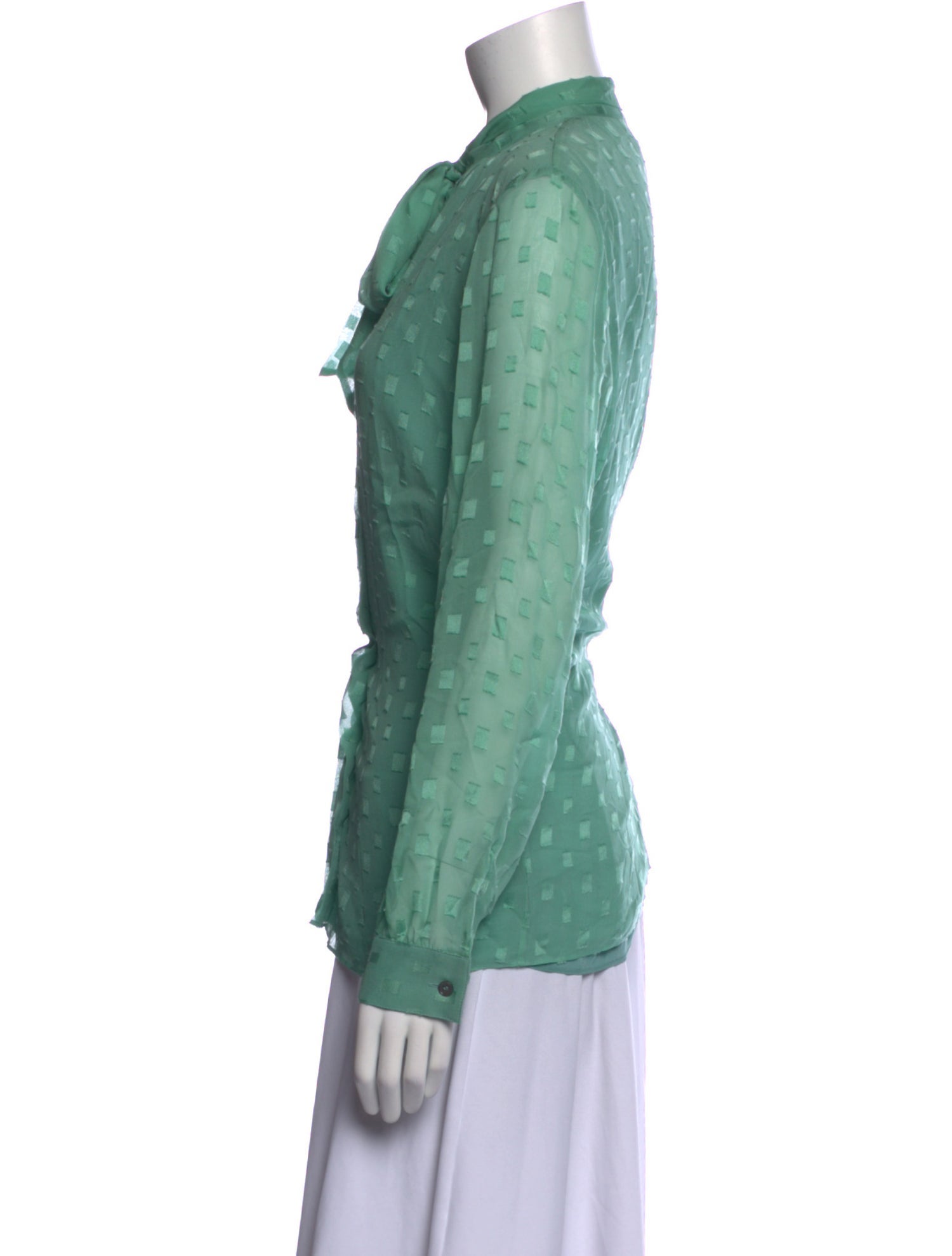 St. John Silk Tie Neck Blouse