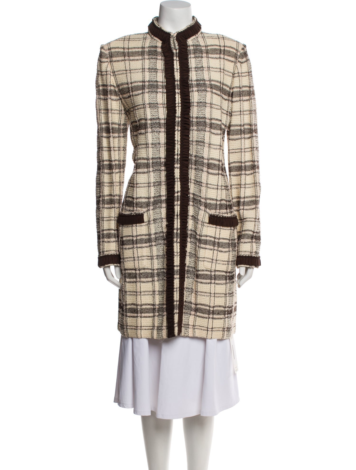St. John Plaid Print Coat