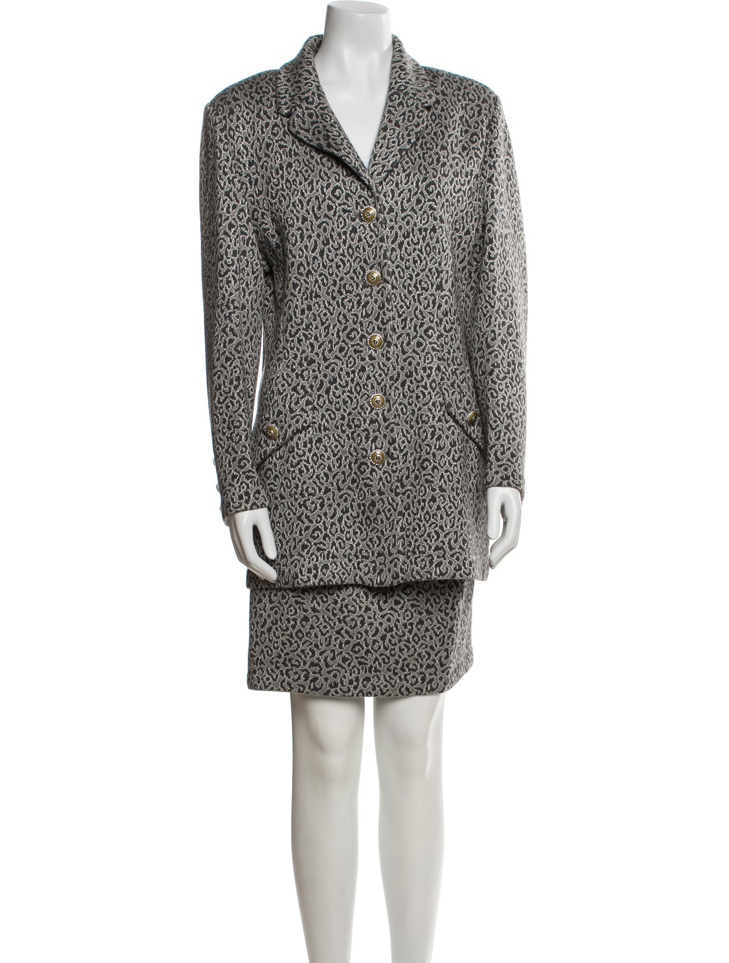 St. John Wool Tweed Pattern Skirt Suit