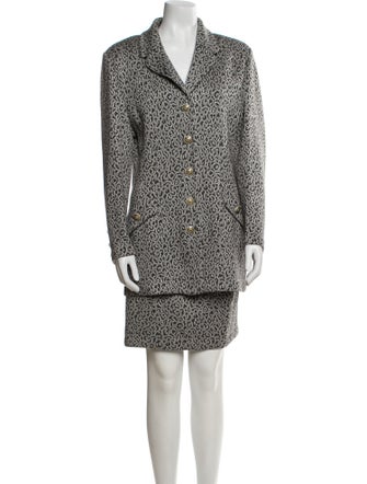 St. John Wool Tweed Pattern Skirt Suit