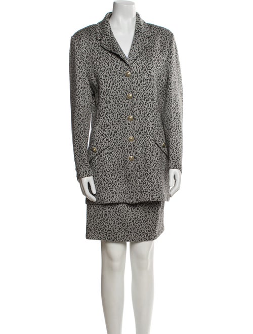 St. John Wool Tweed Pattern Skirt Suit