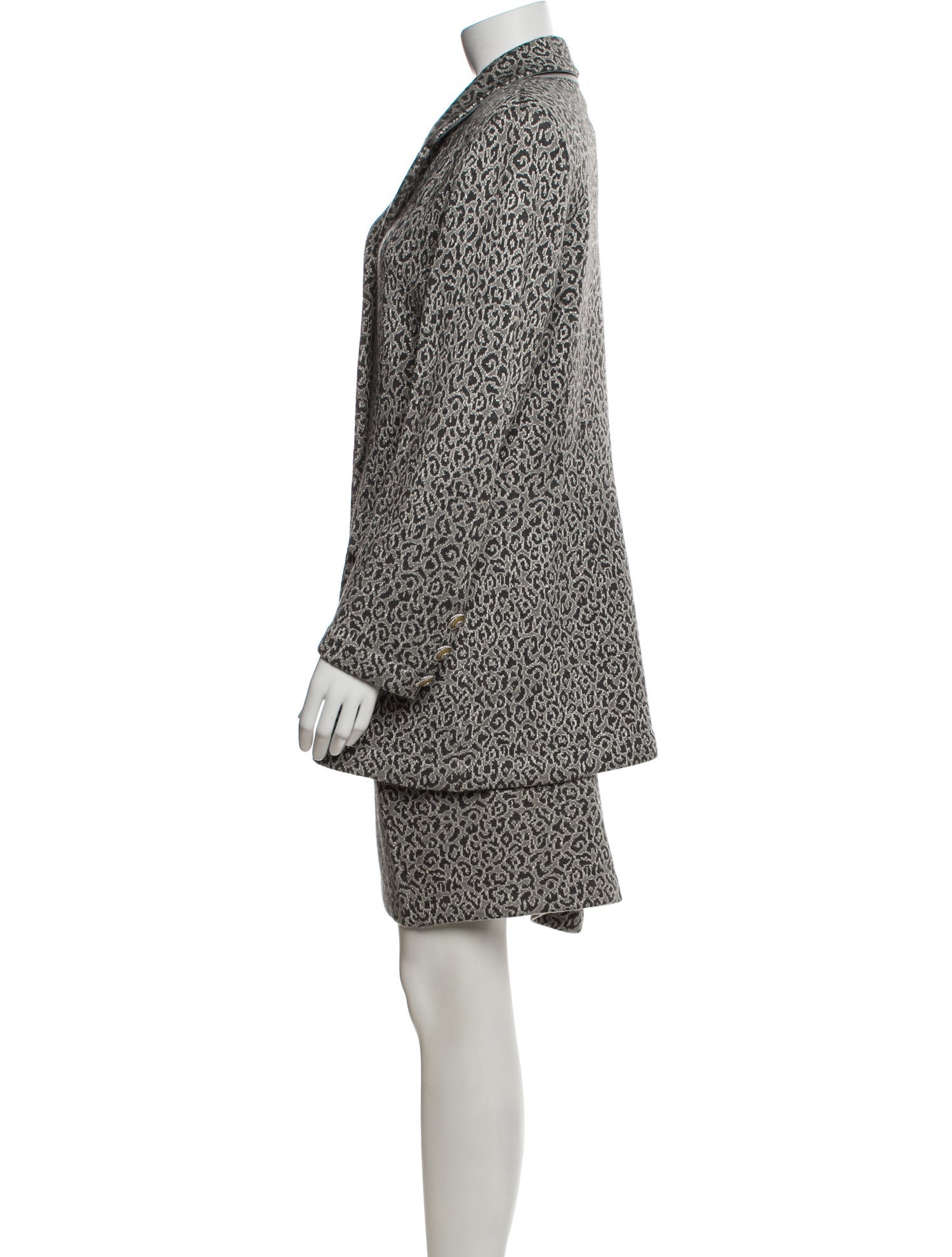 St. John Wool Tweed Pattern Skirt Suit