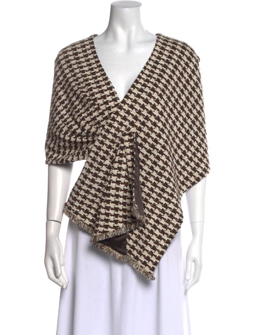 St. John Houndstooth Print V-Neck Sweater