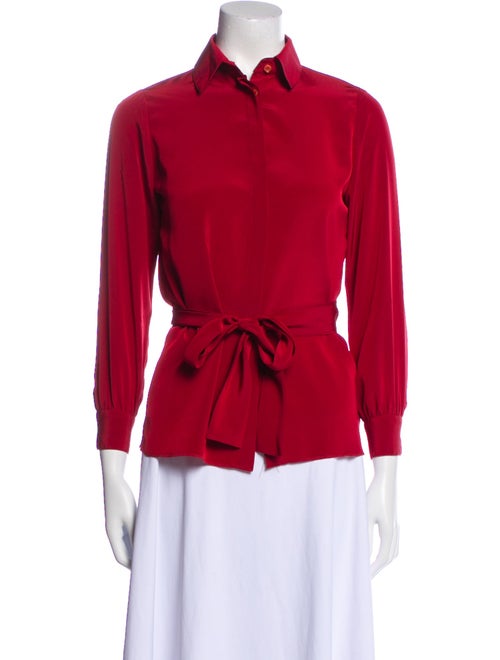 St. John Three-Quarter Sleeve Button-Up Top