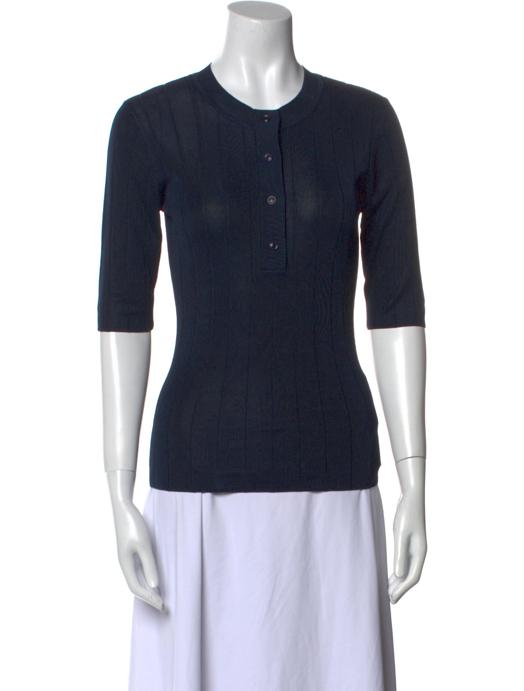 St. John Crew Neck Three-Quarter Sleeve Top