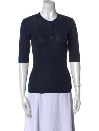 St. John Crew Neck Three-Quarter Sleeve Top