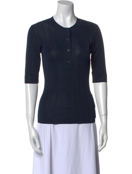 St. John Crew Neck Three-Quarter Sleeve Top