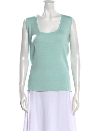 St. John Square Neckline Sleeveless Top