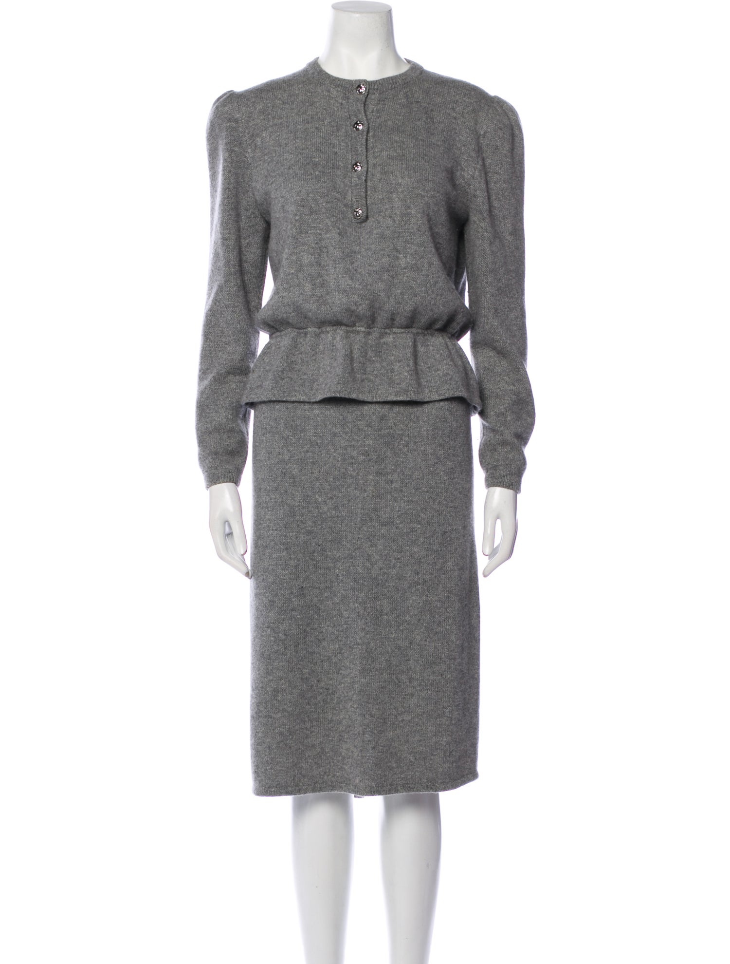 St. John Tweed Pattern Ruffle Embellishment Skirt Set