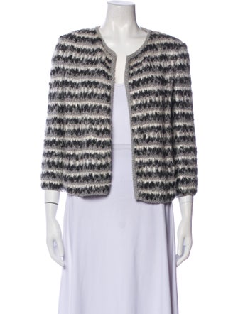 St. John Striped Open Front Sweater