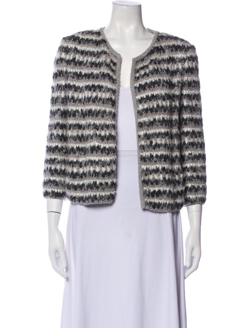 St. John Striped Open Front Sweater