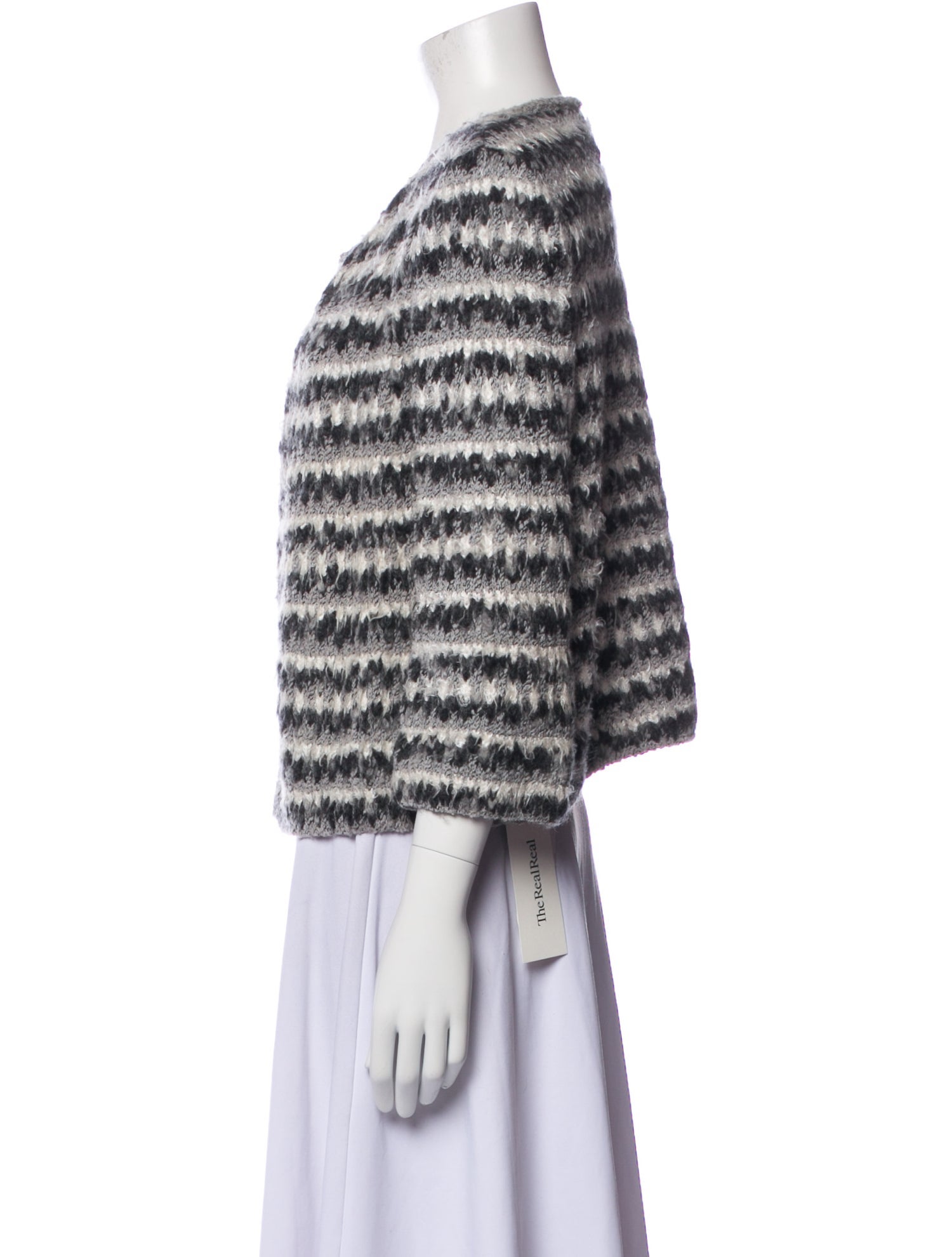 St. John Striped Open Front Sweater