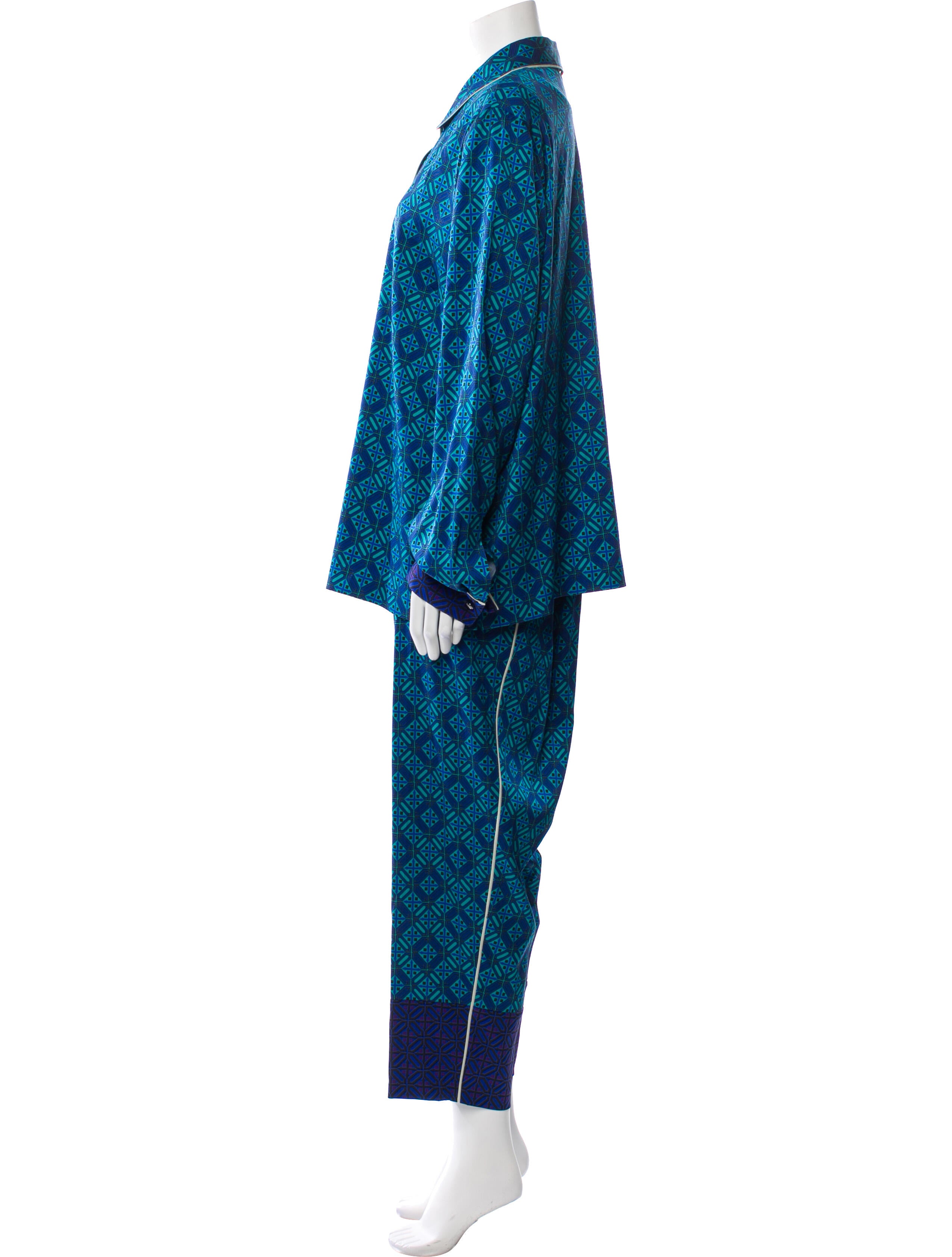 St. John Silk Printed Pant Set