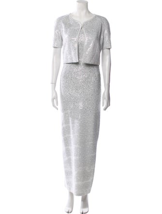 St. John Printed Crystal Embellishments Dress Set