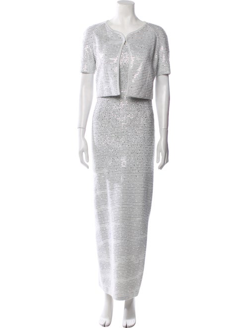 St. John Printed Crystal Embellishments Dress Set