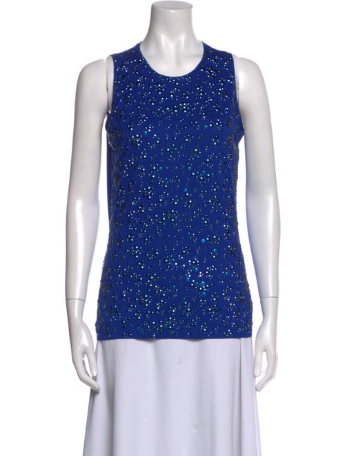 St. John Polka Dot Print Crew Neck Top