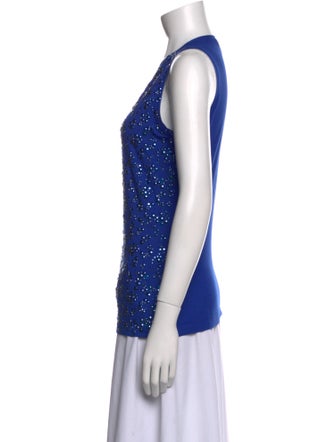 St. John Polka Dot Print Crew Neck Top