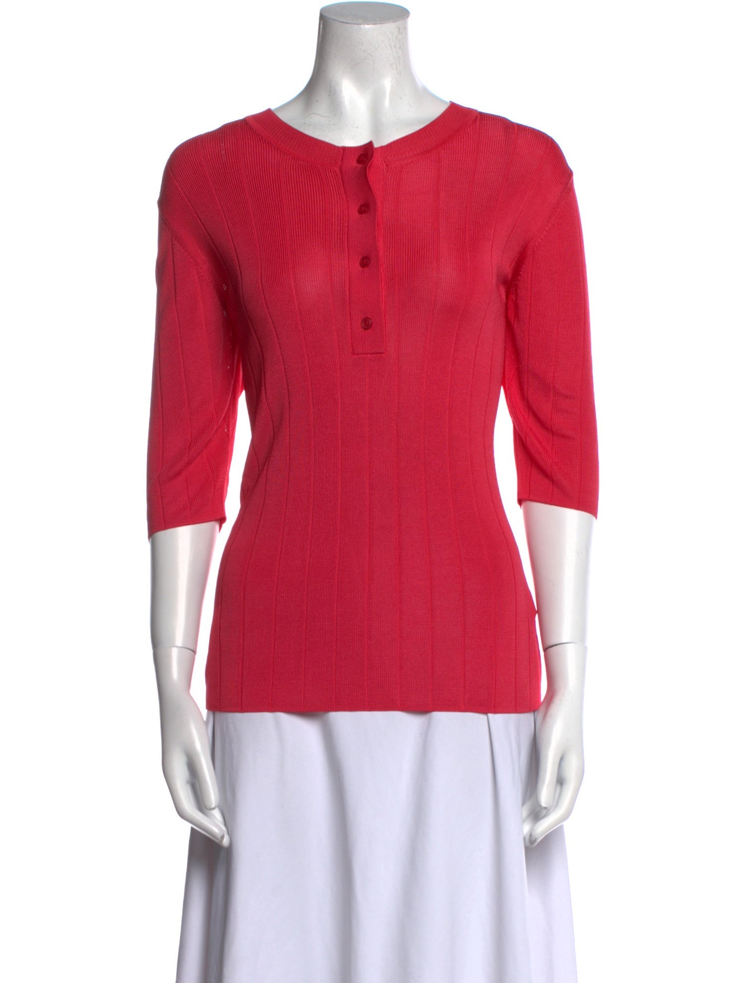 St. John Crew Neck Three-Quarter Sleeve Top