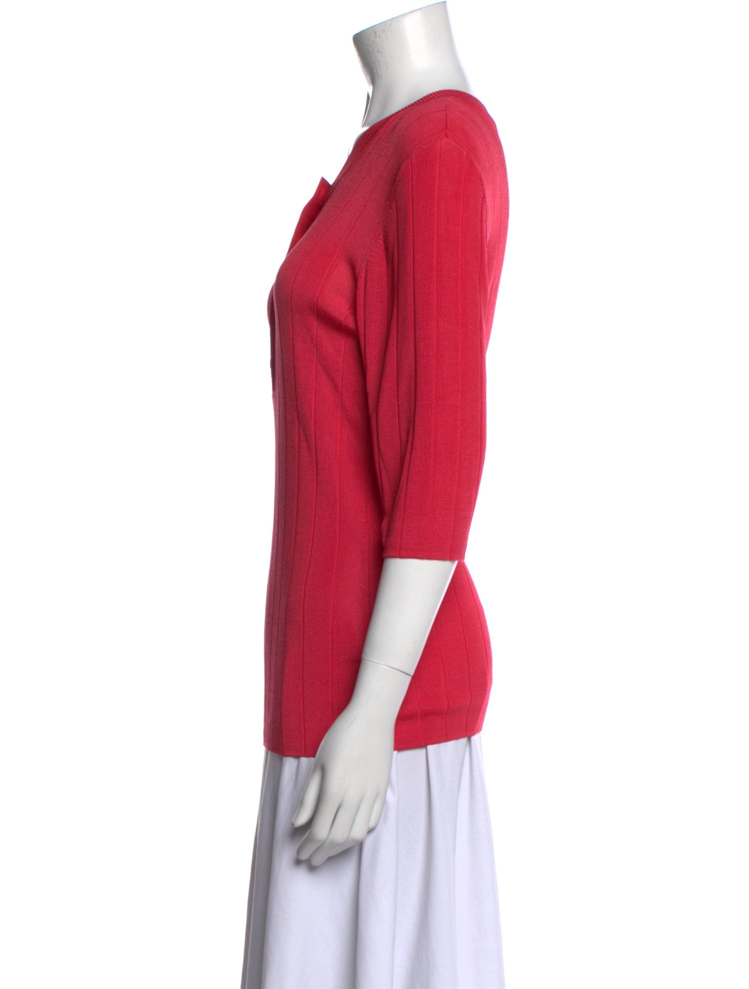 St. John Crew Neck Three-Quarter Sleeve Top