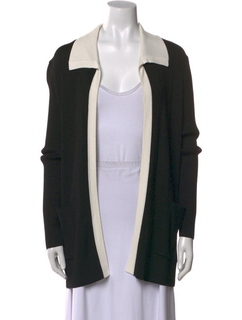 St. John Colorblock Pattern Open Front Sweater