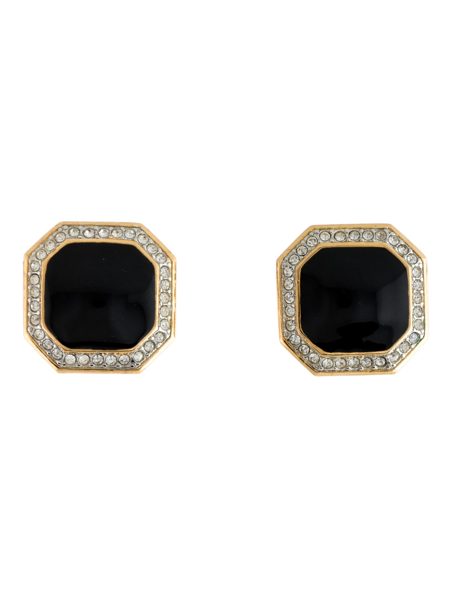 St. John Crystal & Enamel Clip-On Earrings