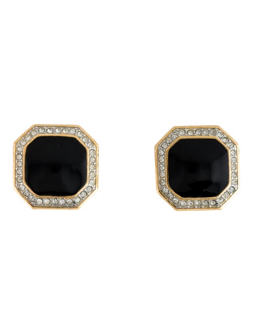 St. John Crystal & Enamel Clip-On Earrings