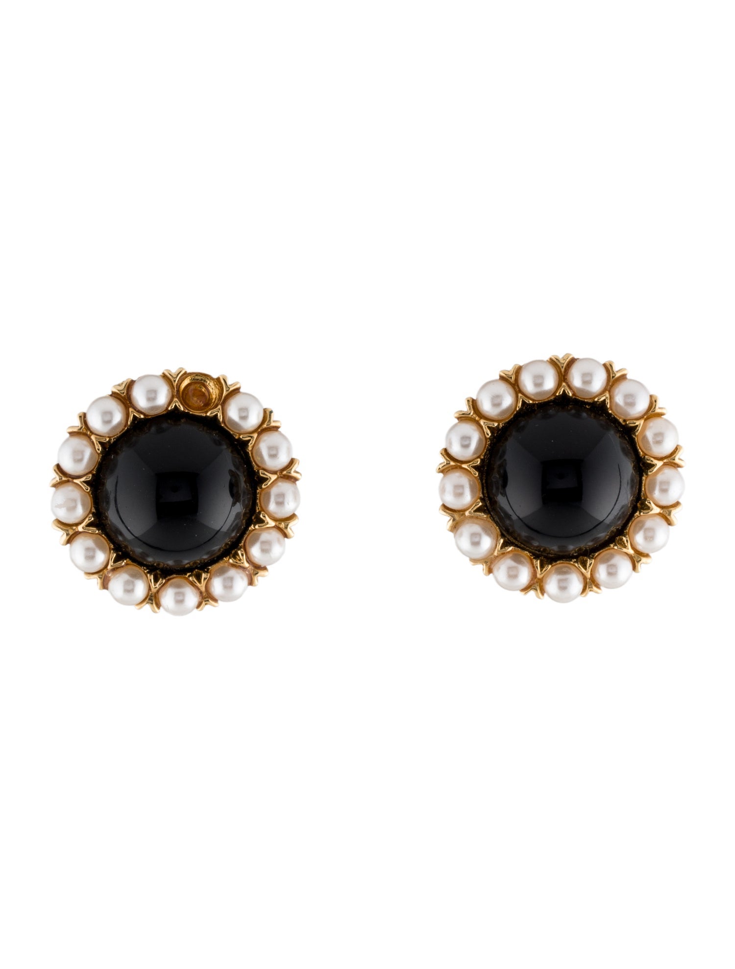 St. John Faux Pearl & Resin Clip-On Earrings